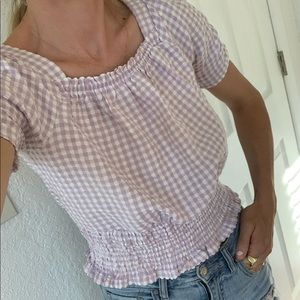 Purple Prairie Gingham Smocked Top